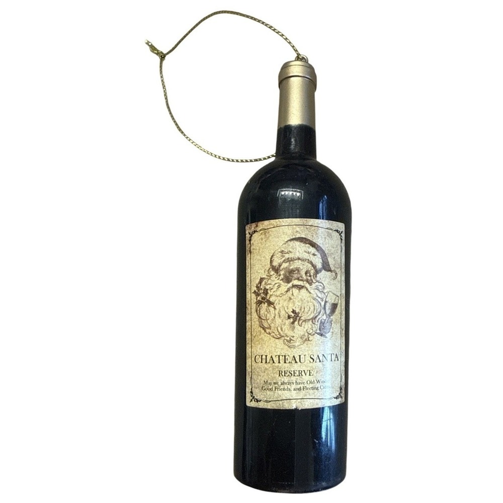 Chateau Santa Reserve Christmas Wine Bottle Ornament Plasticβ 4.25"